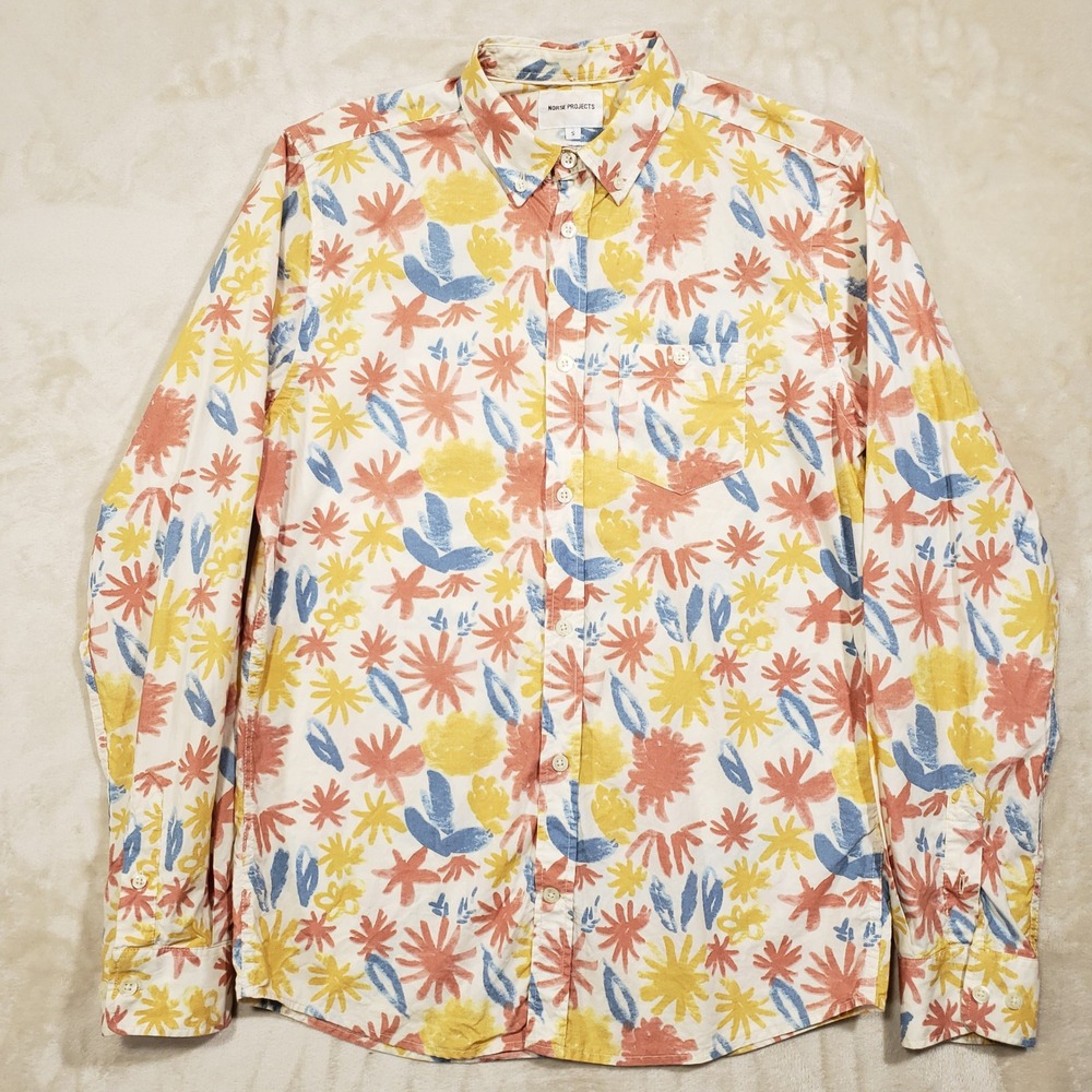 Norse Projects Button Down Shirt Men Small Multicolor Floral Anton Botanical